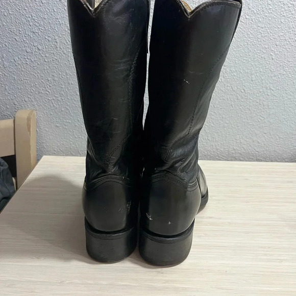 Vintage Cowboy Boots Texas USA Made Black Leather Western Roper  Boots Size 10 main image 7